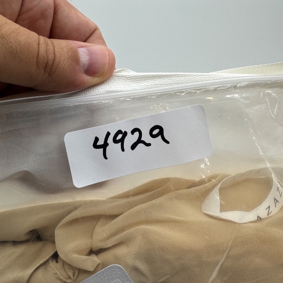 NEW Azazie Isa Champagne A Line V Neck Pleated Chiffon Dress - Picture 7 of 7